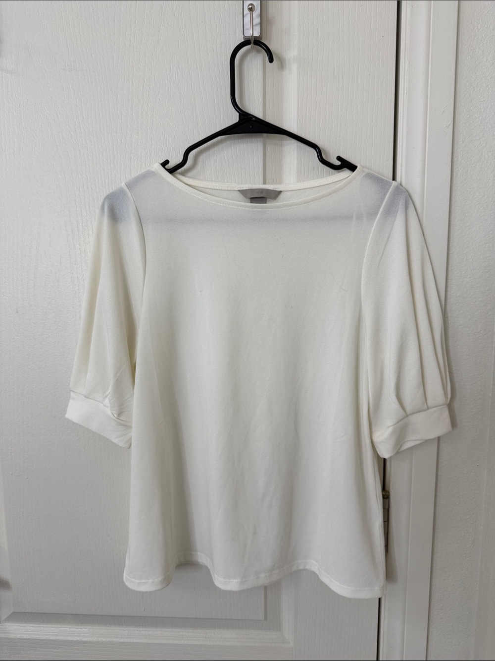 H&M White Short Sleeve Boatneck Top